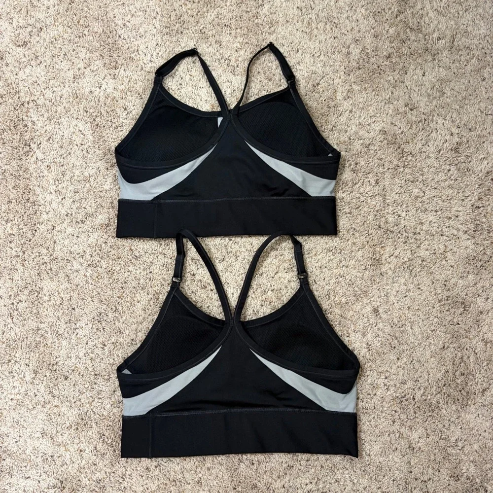 Nike Indy Womens Padded Sports Bra Bundle‎ Black Grey Large 2 Pack